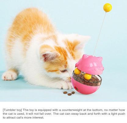 Cat Teaser Cup Toy, Interactive Treat Dispensing Ball with Wand (Blue) - view 4