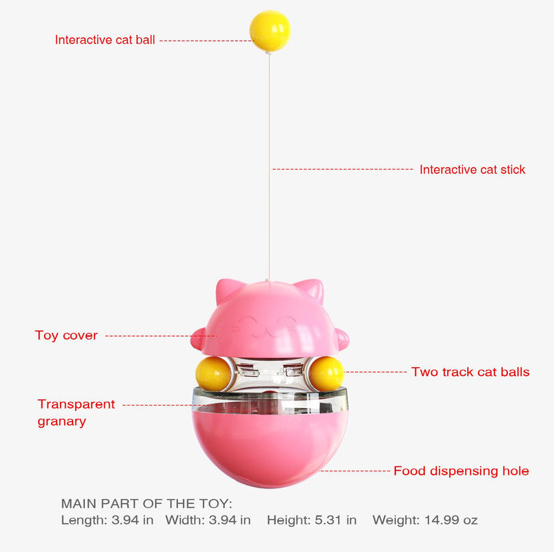 Cat Teaser Cup Toy, Interactive Treat Dispensing Ball with Wand (Green) - view 3