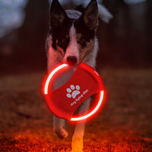 Red LED Rechargeable Dog Flying Disc - Glow-in-the-Dark Pet Training Toy with Paw Design - view 2