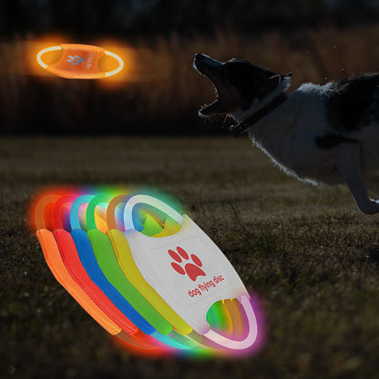 Blue LED Rechargeable Dog Flying Disc - Glow-in-the-Dark Pet Training Toy with Paw Design - view 3