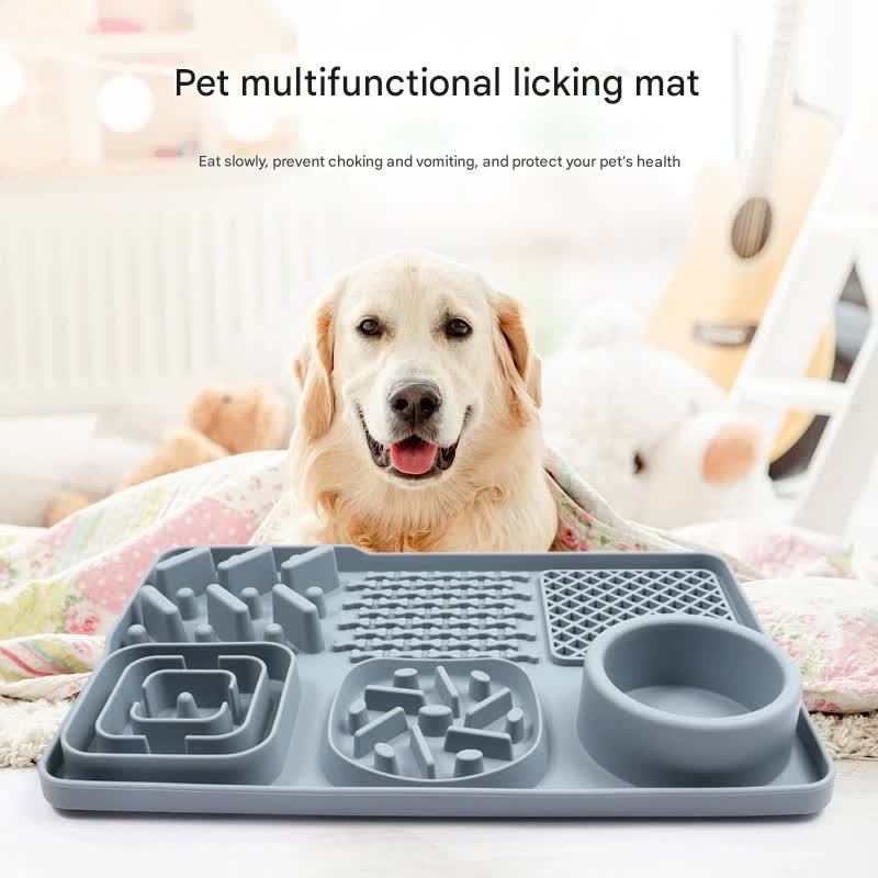 Pet Slow Feeder Lick Mat with Suction Cups - Anti-Anxiety Dog Feeding Mat(Blue) - view 5