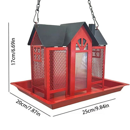 Charming House-Shaped Hanging Bird Feeder - Durable Metal Design for Wild Birds(black) - view 3