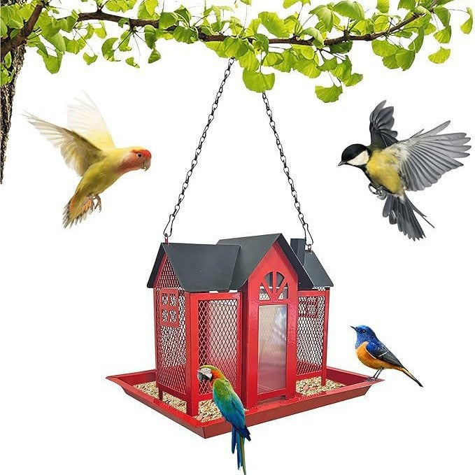 Charming House-Shaped Hanging Bird Feeder - Durable Metal Design for Wild Birds(purple) - view 5