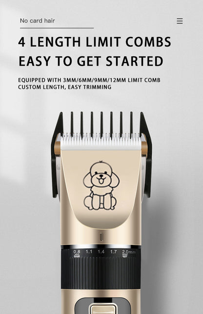 Professional Pet Grooming Hair Clipper Kit - Rechargeable, Low Noise, with Ceramic Blades & 5-Speed Adjustment(gold) - view 8