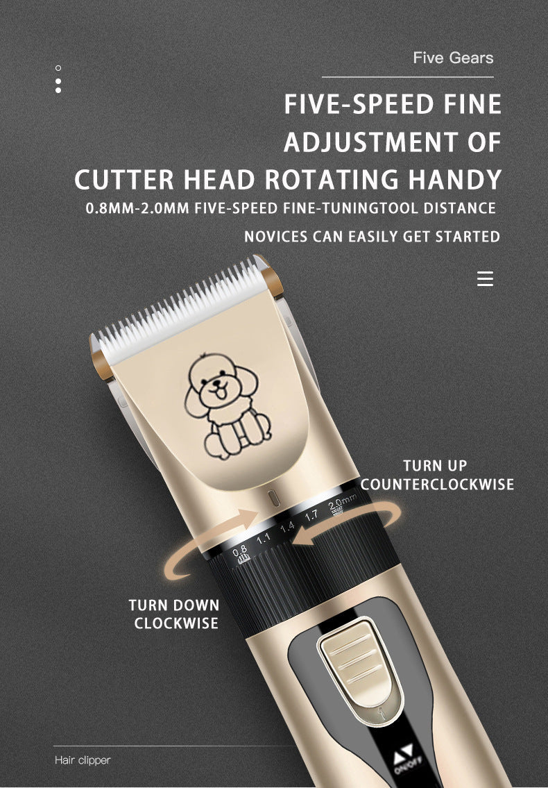 Professional Pet Grooming Hair Clipper Kit - Rechargeable, Low Noise, with Ceramic Blades & 5-Speed Adjustment(Gray) - view 7