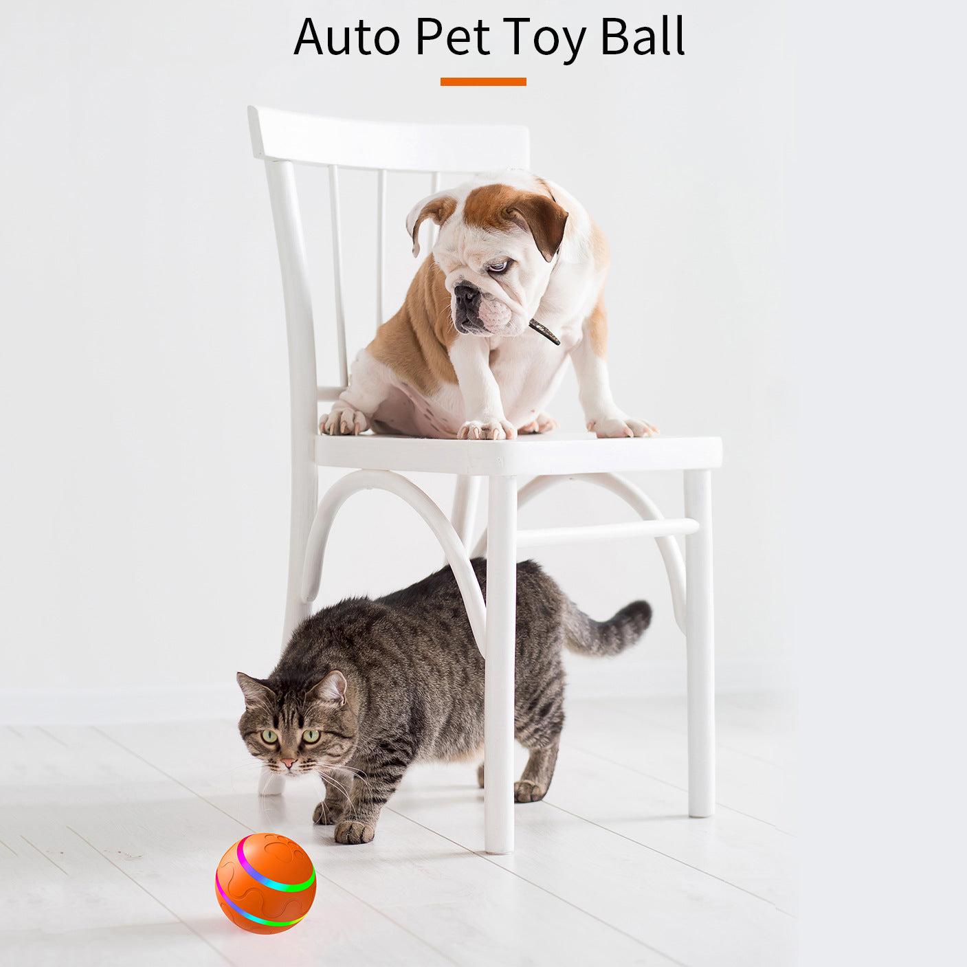 Interactive Auto Pet Toy Ball with Remote Control - USB Rechargeable, LED Lights, Sturdy & Waterproof(orange) - view 3