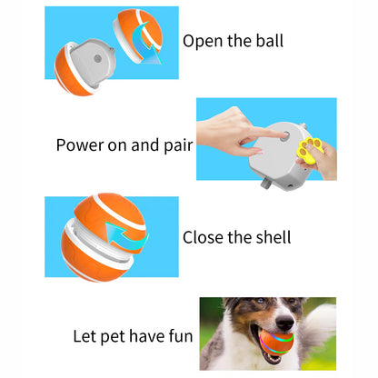 Interactive Auto Pet Toy Ball with Remote Control - USB Rechargeable, LED Lights, Sturdy & Waterproof(yellow) - view 6