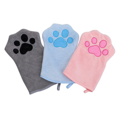 Adorable Pet Paw Grooming & Drying Mitt - Super Absorbent Fleece Material(Blue) - view 2