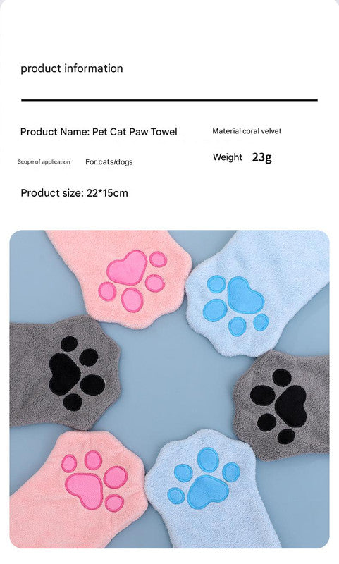 Adorable Pet Paw Grooming & Drying Mitt - Super Absorbent Fleece Material(Blue) - view 5