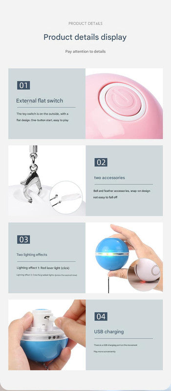 Smart USB Rechargeable Pet Interactive Rolling Ball(White) - view 3