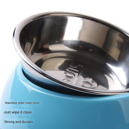 Elevated Pet Feeding Bowl with Stainless Steel Inner - Promotes Healthy Digestion & Reduces Neck Strain(White) - view 2