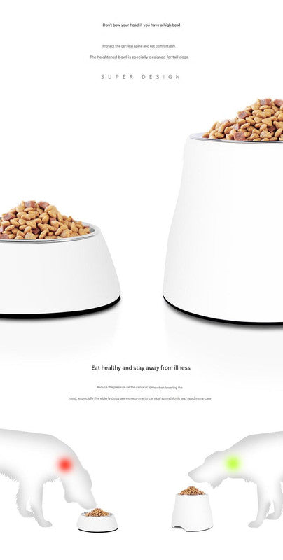 Elevated Pet Feeding Bowl with Stainless Steel Inner - Promotes Healthy Digestion & Reduces Neck Strain(White) - view 5