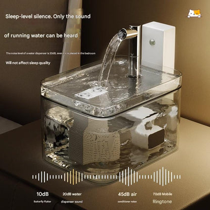 Matte White Wireless Sensor Pet Water Fountain - 1.5L Automatic Filtered Dispenser - view 4