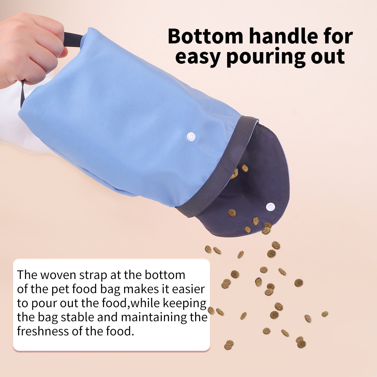 2-pcs Khaki Portable Pet Food Storage Bag - Roll Top Treat Pouch for Travel & Walks - view 2