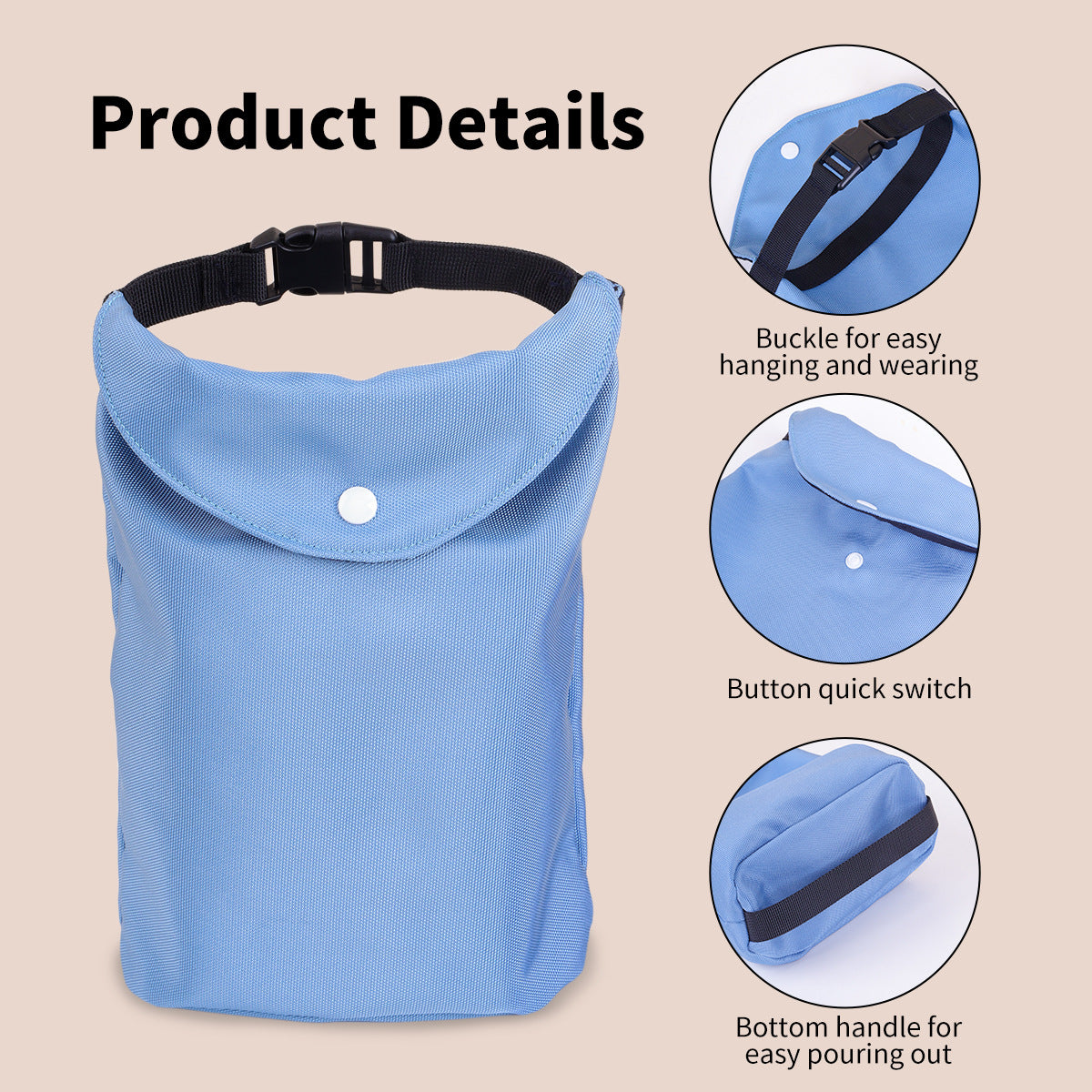 2-pcs Khaki Portable Pet Food Storage Bag - Roll Top Treat Pouch for Travel & Walks - view 3