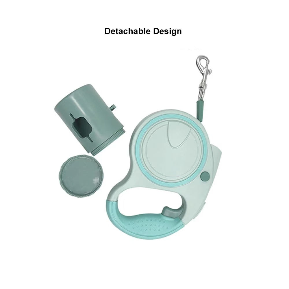 Green 3M Retractable Dog Leash - Built-in LED Light (No Batteries) and Bag Holder - view 3