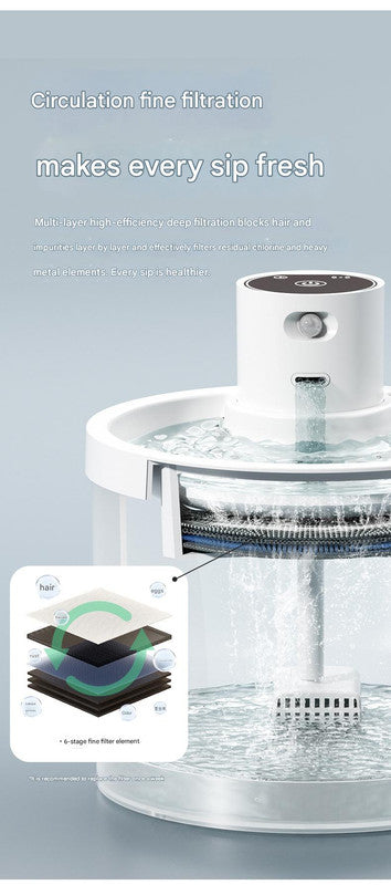 Black Wireless Automatic Pet Water Fountain - 2.2L Motion Sensor Dispenser - view 5