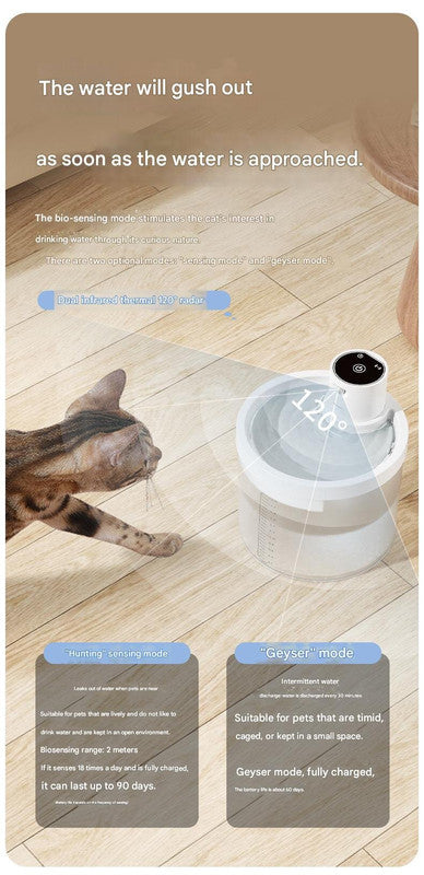 Blue Wireless Automatic Pet Water Fountain - 2.2L Motion Sensor Dispenser - view 7