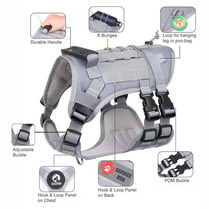 Black Tactical Dog Training Harness - Adjustable Vest for Training and Walking - L - view 3