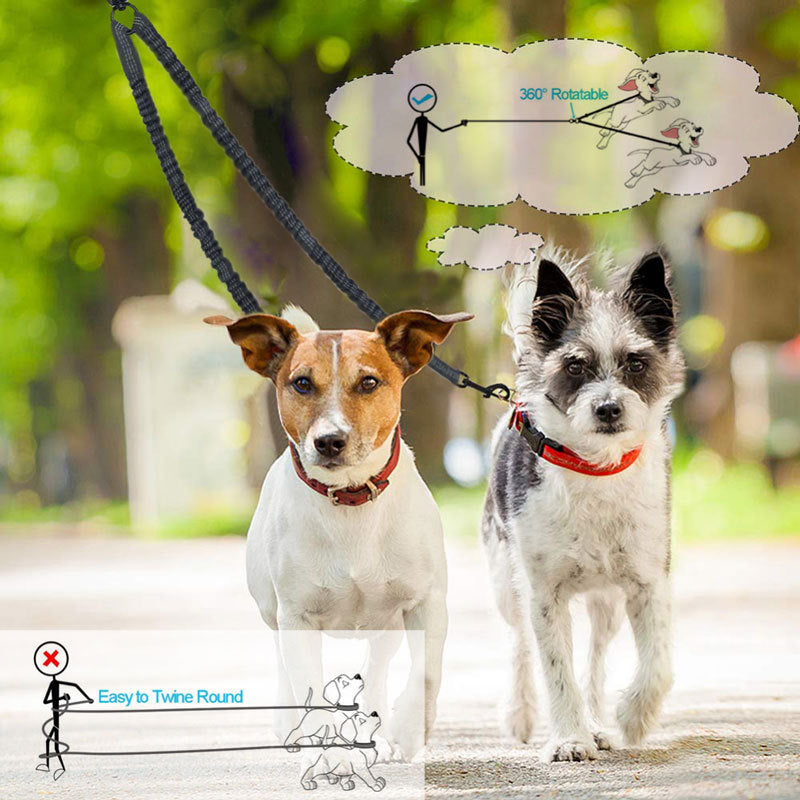 Orange Pet Double-Ended Rope + 1.5M Leash - Easy to walk two dogs, tangle-free design - view 2