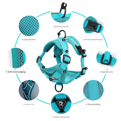 Blue Reflective Mesh Dog Harness and Leash Set - Adjustable No-Pull Vest - S - view 4