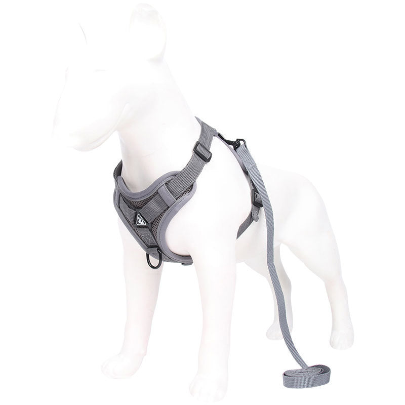 Grey Reflective Mesh Dog Harness and Leash Set - Adjustable No-Pull Vest - M - view 2