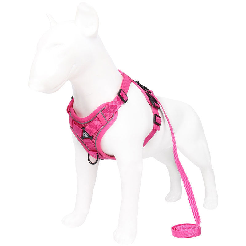 Brown Reflective Mesh Dog Harness and Leash Set - Adjustable No-Pull Vest - L - view 3