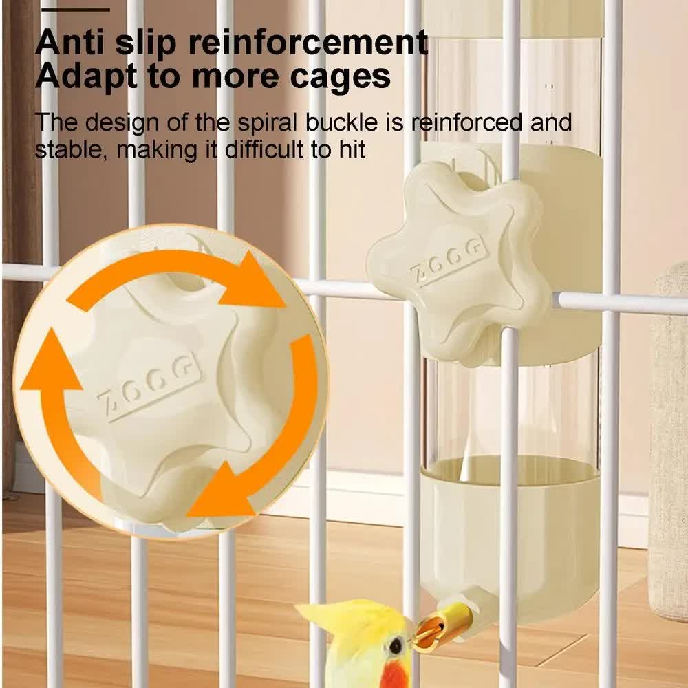 Grey Automatic Bird Water Feeder Bottle (200ml) - Leakproof No-Drip Dispenser for Parrots - view 5
