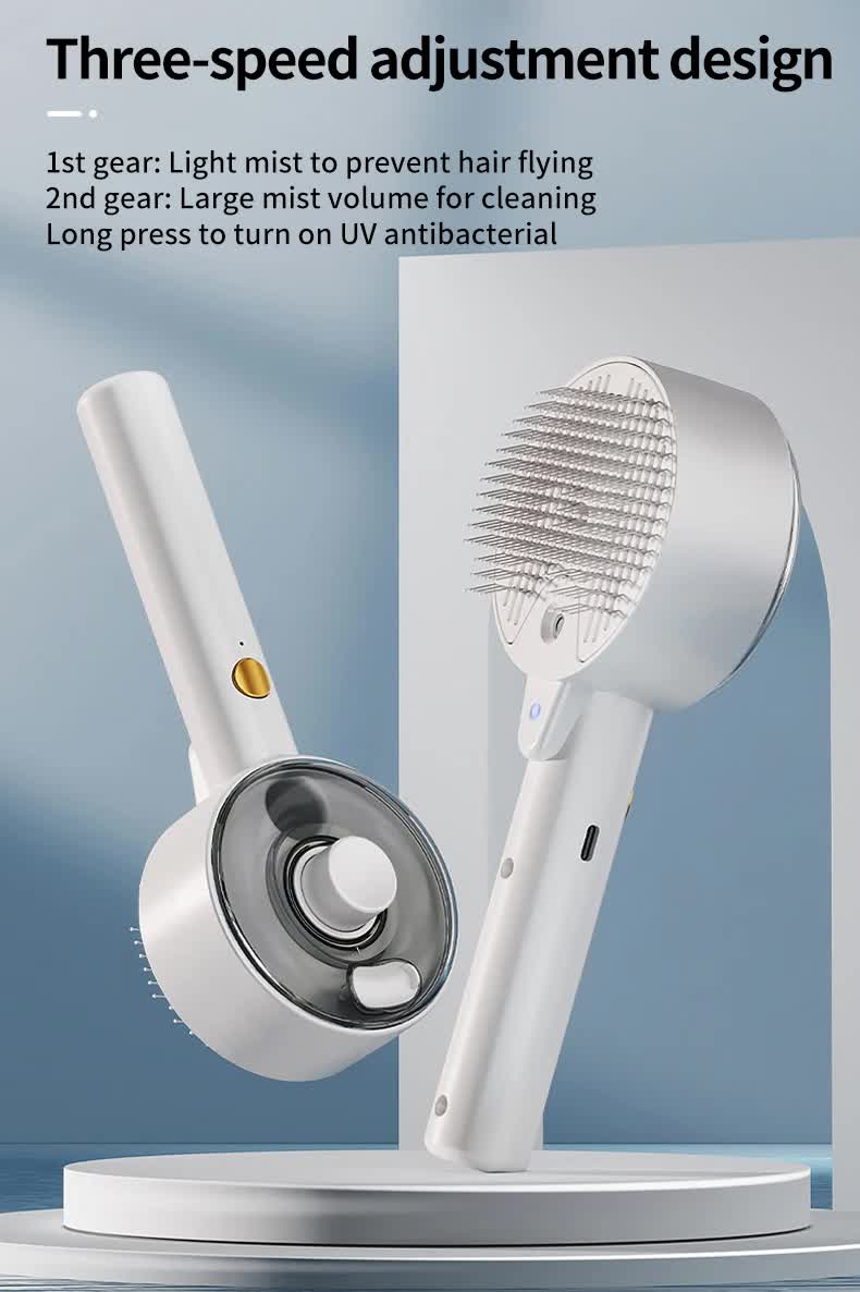 Pink Rechargeable Pet Grooming Brush with UVC Sterilizer & Mist Spray - view 5
