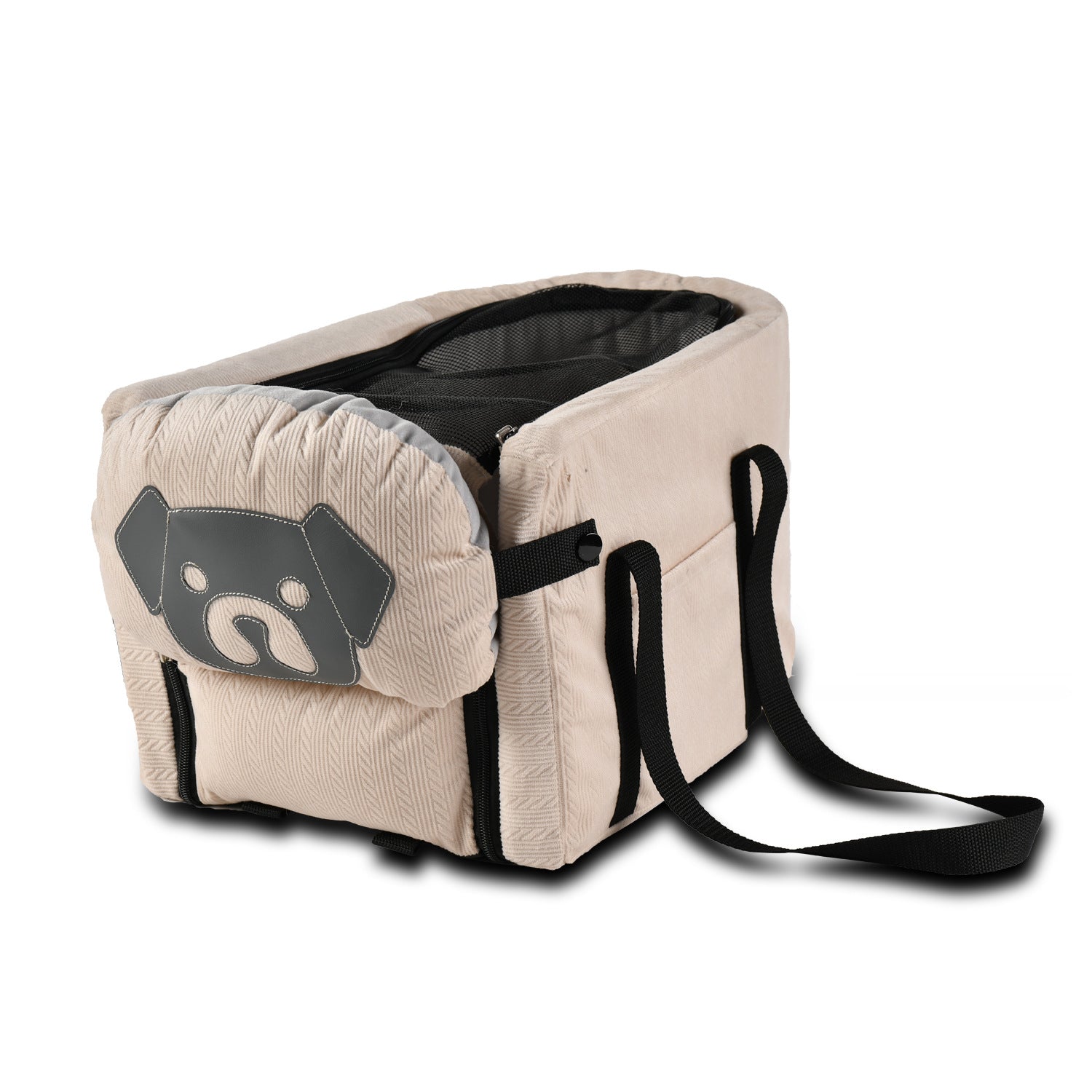 Beige Pet Car Booster Seat for Small Dogs & Cats - Safe Travel Carrier Bed - view 3
