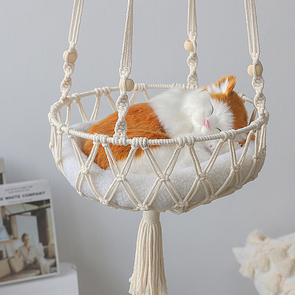 Pet Hammock for Cats with Wooden Beads - Pet Swing padding not included (Diameter : 40cm) - view 2