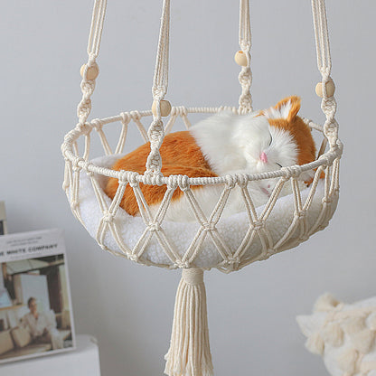 Pet Hammock for Cats with Wooden Beads - Pet Swing padding not included (Diameter : 40cm) - view 2