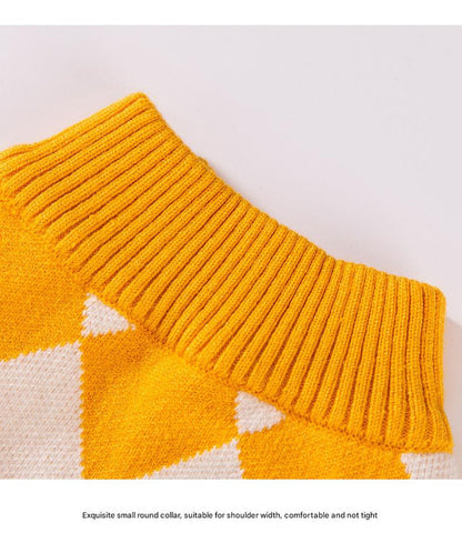 Classic Argyle Dog Sweater - Yellow & White Knit for Corgis & Medium Breeds (Size : M) - view 5