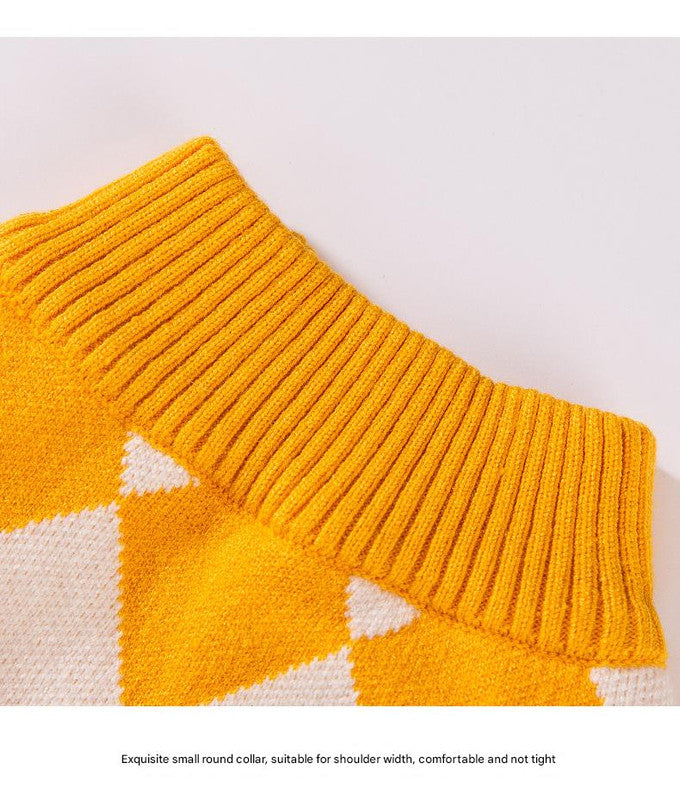 Classic Argyle Dog Sweater - Yellow & White Knit for Corgis & Medium Breeds (Size : L) - view 5
