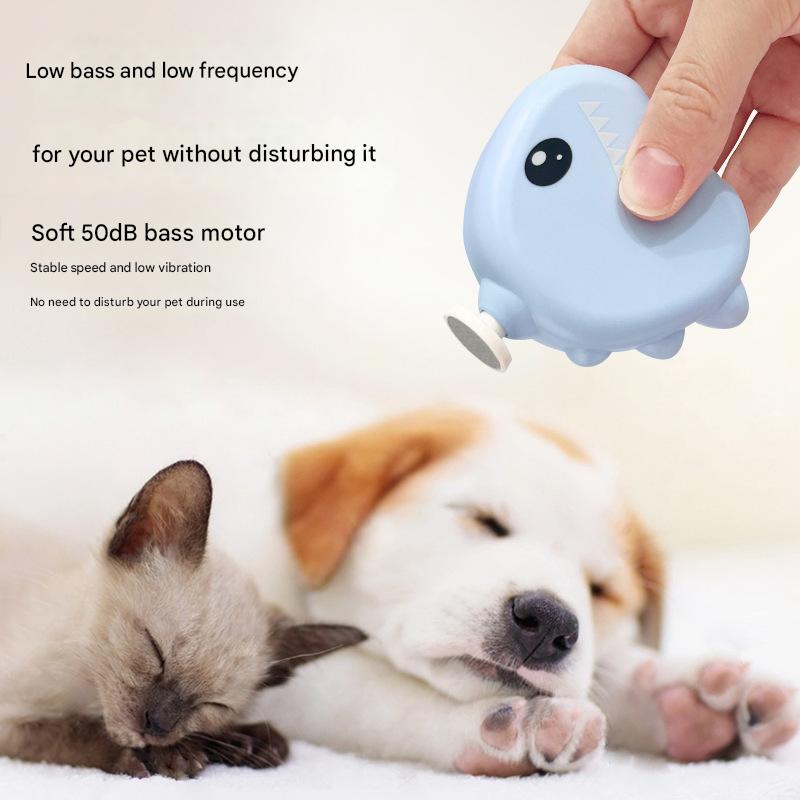 Blue Cute Dinosaur Electric Pet Nail Grinder - 3-Speed, Low Noise, USB-C for Dogs & Cats - view 3