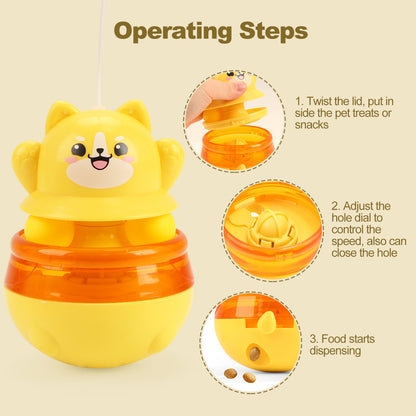 Yellow 3-in-1 Interactive Cat Toy - Tumbler, Treat Dispenser, Track & Teaser Ball - view 4