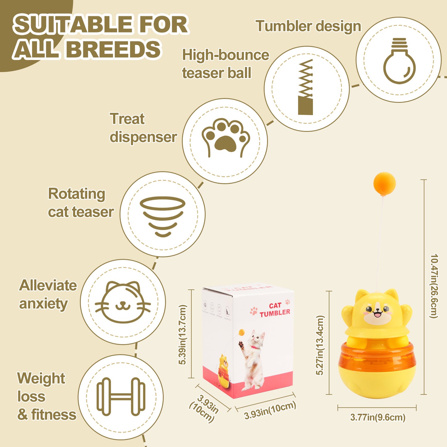 Pink 3-in-1 Interactive Cat Toy - Tumbler, Treat Dispenser, Track & Teaser Ball - view 3