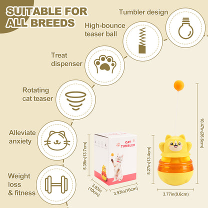 Pink 3-in-1 Interactive Cat Toy - Tumbler, Treat Dispenser, Track & Teaser Ball - view 3