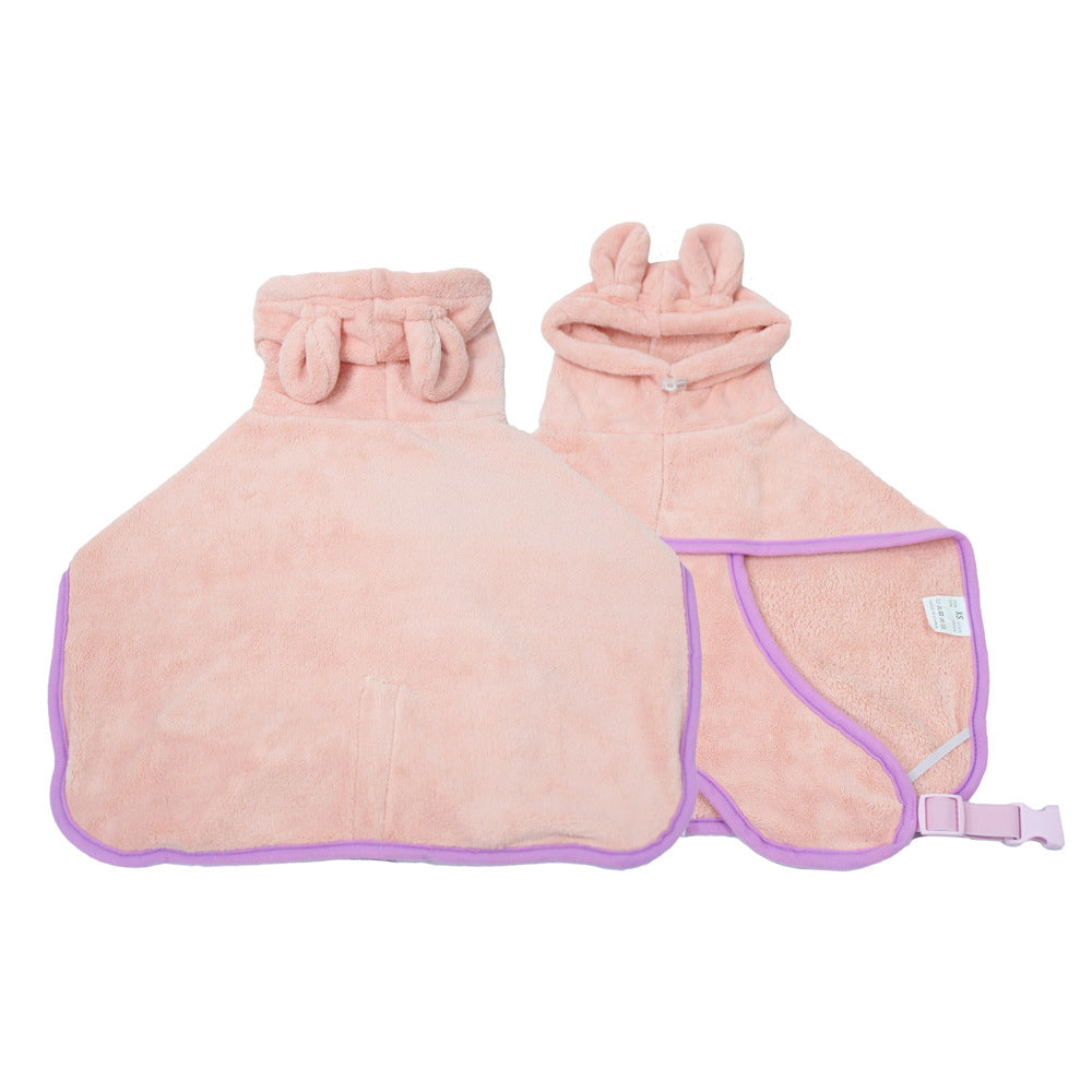 Pink Hooded Dog Bathrobe - Super Absorbent, Adjustable Fit, Cozy Pet Towel (Size : M) - view 3