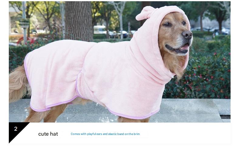 Pink Hooded Dog Bathrobe - Super Absorbent, Adjustable Fit, Cozy Pet Towel (Size : M) - view 5