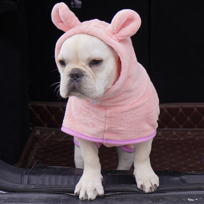 Pink Hooded Dog Bathrobe - Super Absorbent, Adjustable Fit, Cozy Pet Towel (Size : XL) - view 2