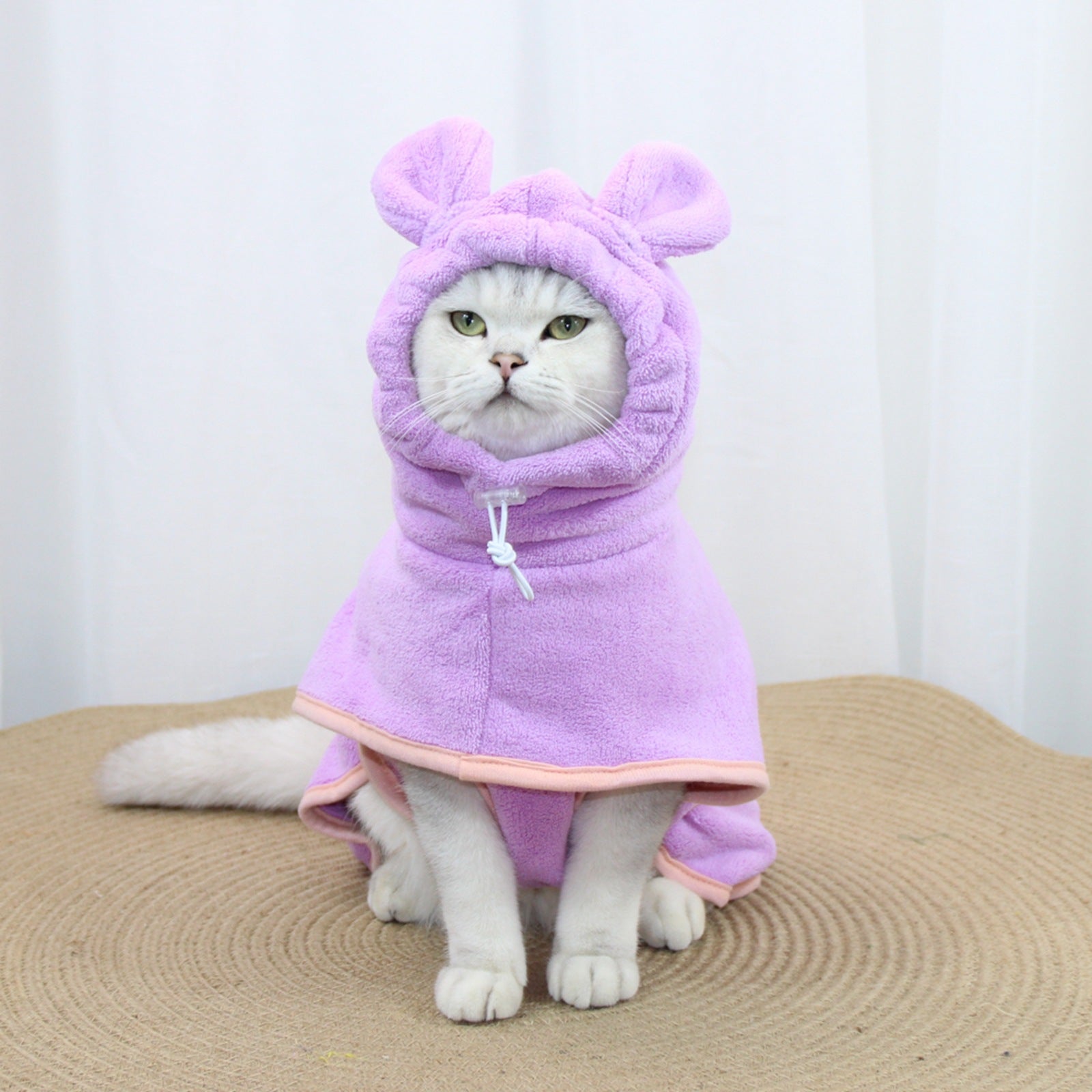 Purple Hooded Dog Bathrobe - Super Absorbent, Adjustable Fit, Cozy Pet Towel (Size : M) - view 2