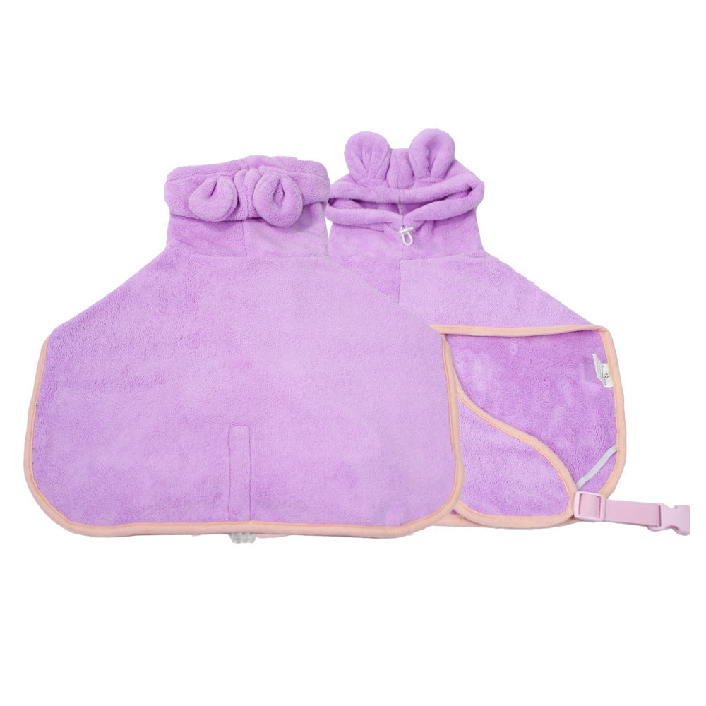 Purple Hooded Dog Bathrobe - Super Absorbent, Adjustable Fit, Cozy Pet Towel (Size : M) - view 3