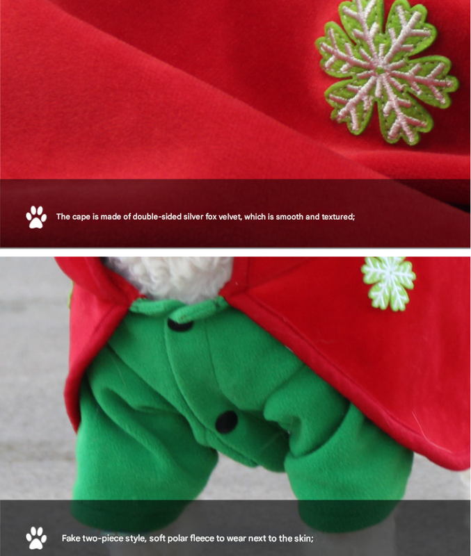 Christmas Dog Costume - Festive Hooded Cape & Green Jumpsuit Outfit (Size : L) - view 6
