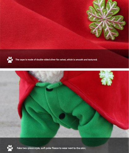 Christmas Dog Costume - Festive Hooded Cape & Green Jumpsuit Outfit (Size : L) - view 6