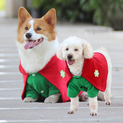Christmas Dog Costume - Festive Hooded Cape & Green Jumpsuit Outfit (Size : 2XL) - view 3