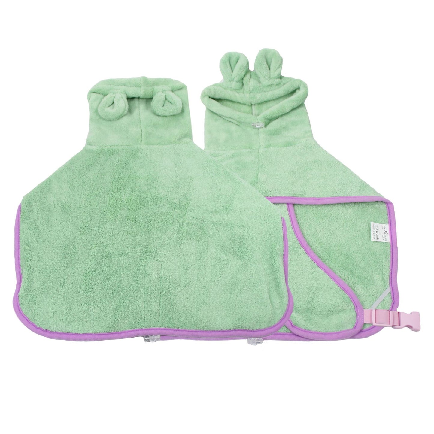 Green Hooded Dog Bathrobe - Super Absorbent, Adjustable Fit, Cozy Pet Towel (Size : M) - view 2