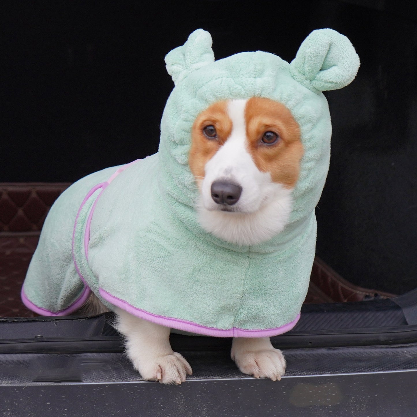 Green Hooded Dog Bathrobe - Super Absorbent, Adjustable Fit, Cozy Pet Towel (Size : XL) - view 2