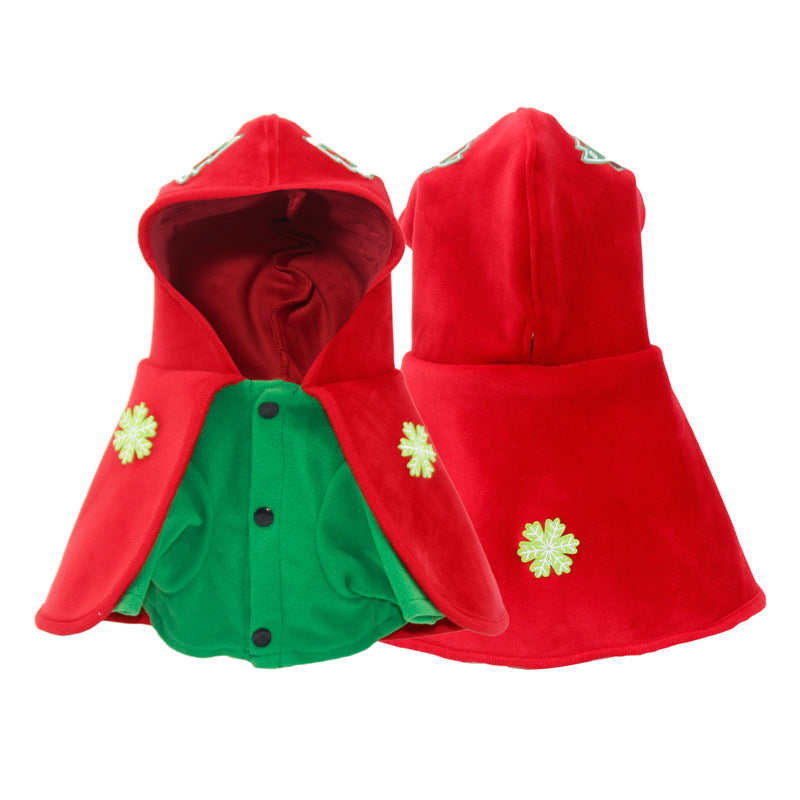 Christmas Dog Costume - Festive Hooded Cape & Green Jumpsuit Outfit (Size : 4XL) - view 5