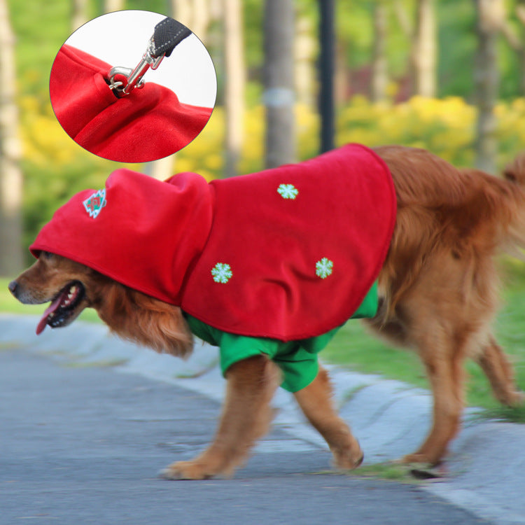 Christmas Dog Costume - Festive Hooded Cape & Green Jumpsuit Outfit (Size : 5XL) - view 2